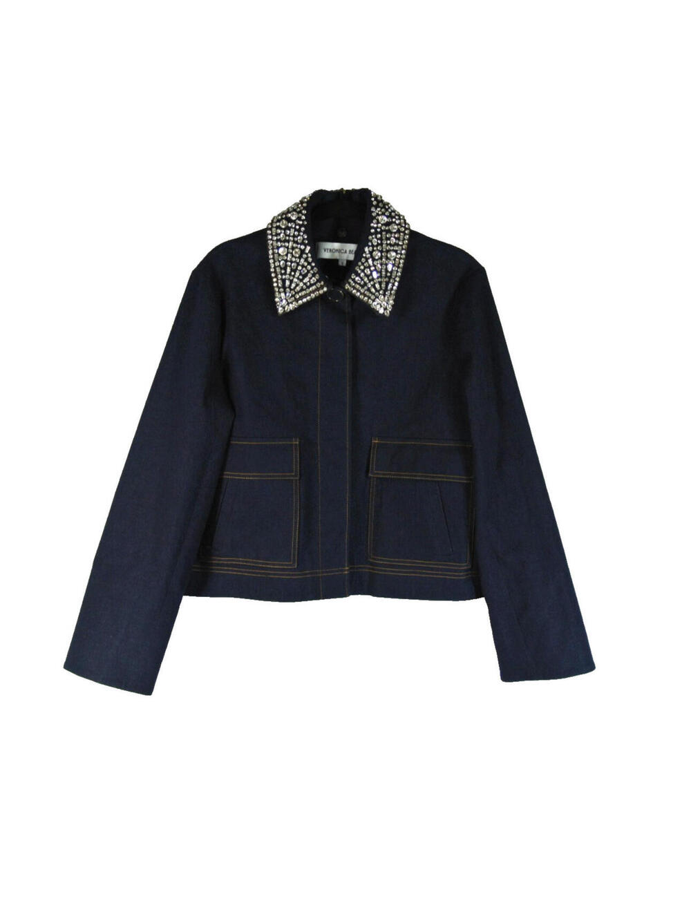 NEW, Veronica Beard Barrington Denim Embellished Jacket Sz 12 #SJ2300 - Picture 4 of 11
